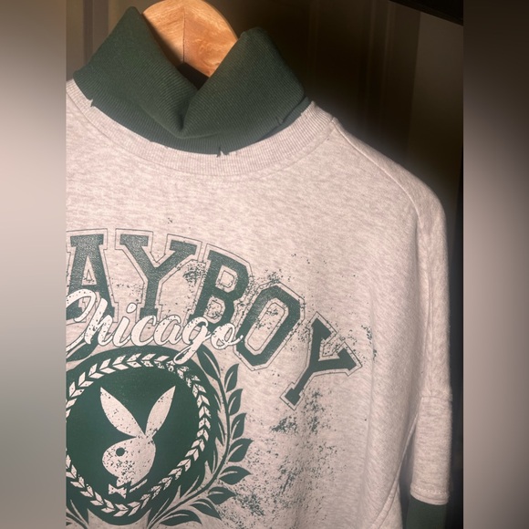 Missguided x Playboy turtleneck sweater in Green and light grey S - Picture 4 of 7